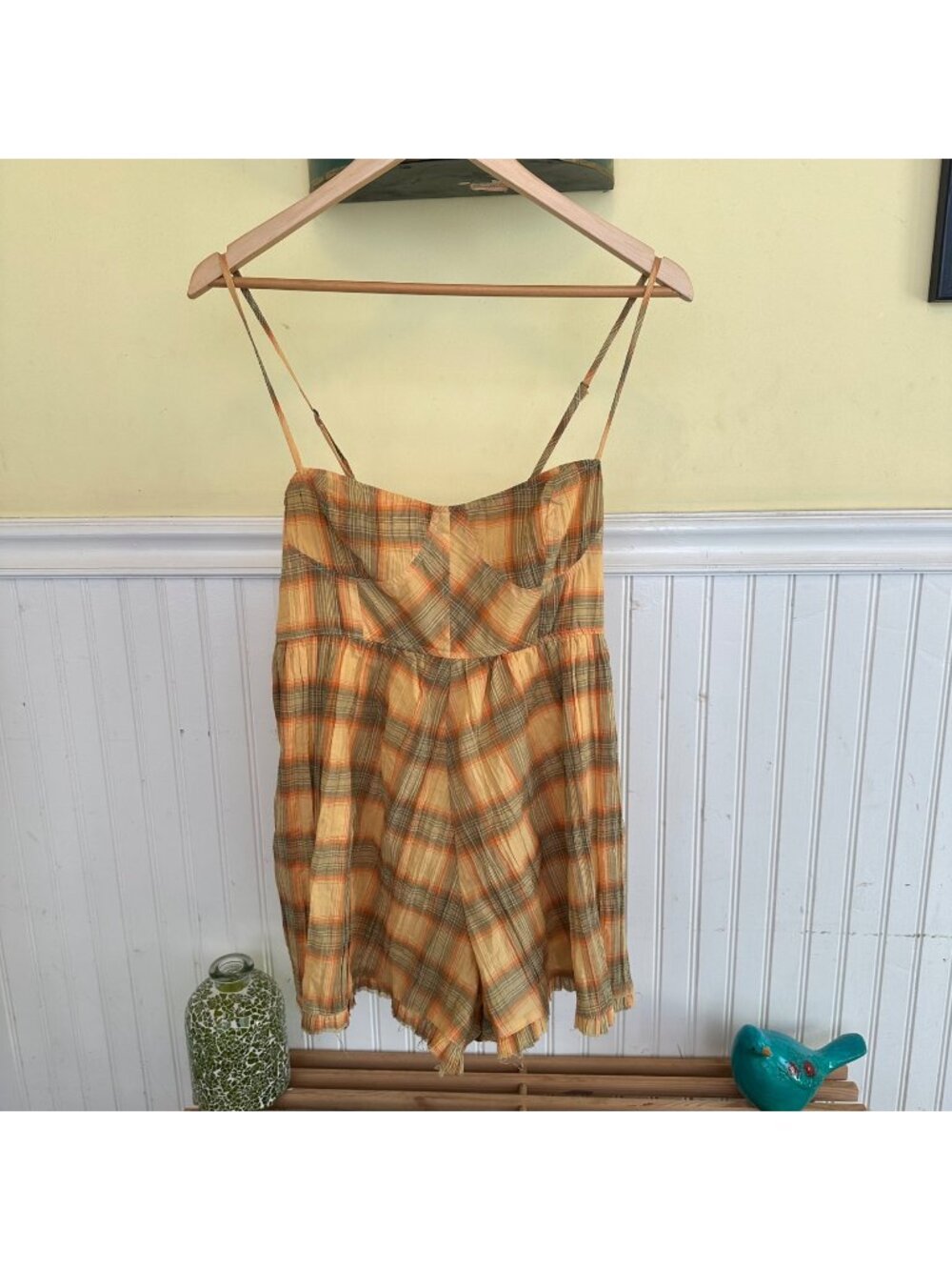 Urban Outfitters Yellow Plaid Shorts Jumper Medium